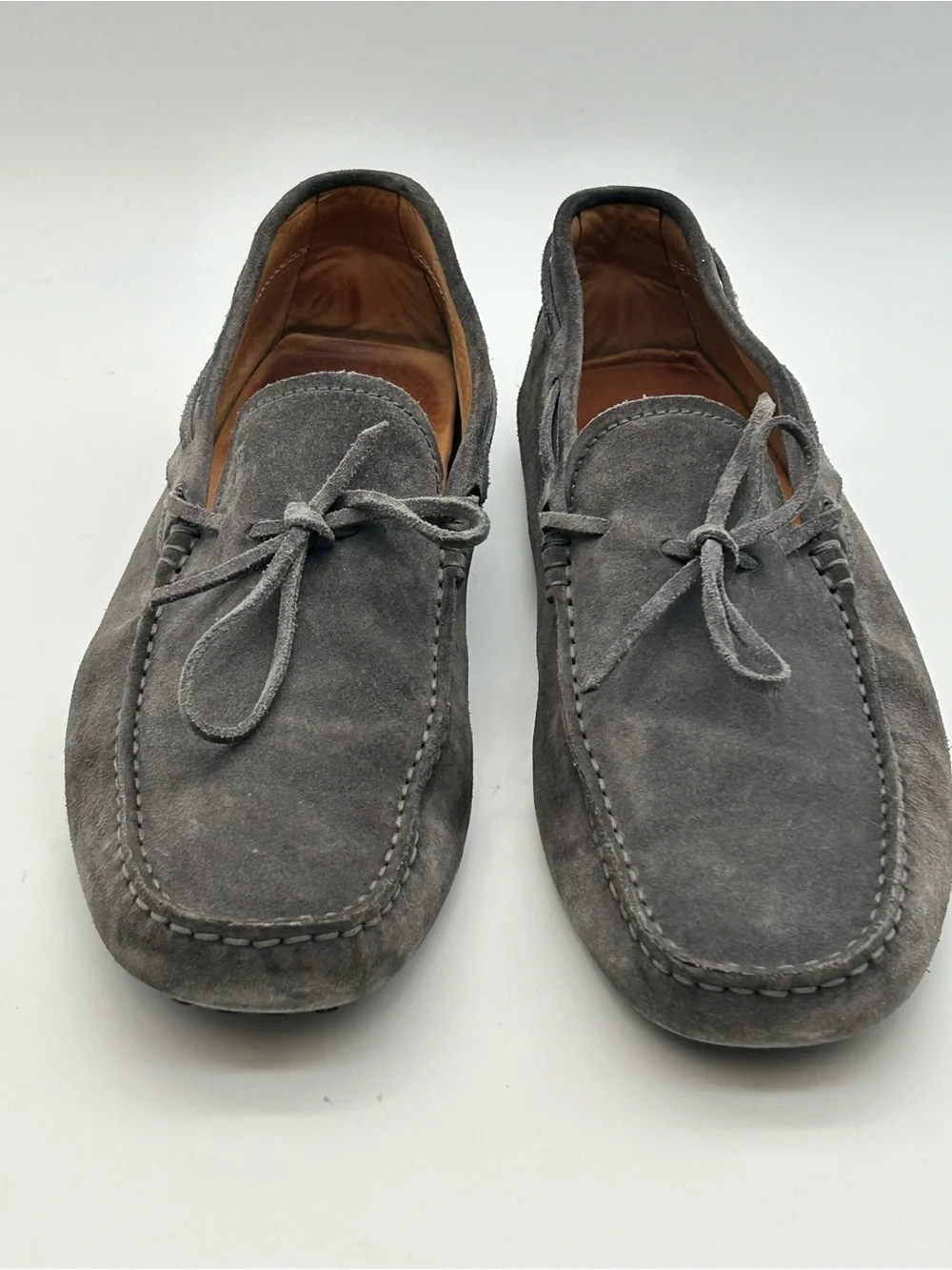 Tod's Grey Suede Driving Loafers with Lace Tie